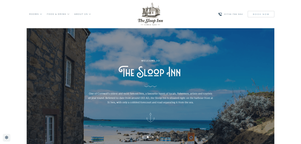 Screenshot of the Sloop Inn desktop website
